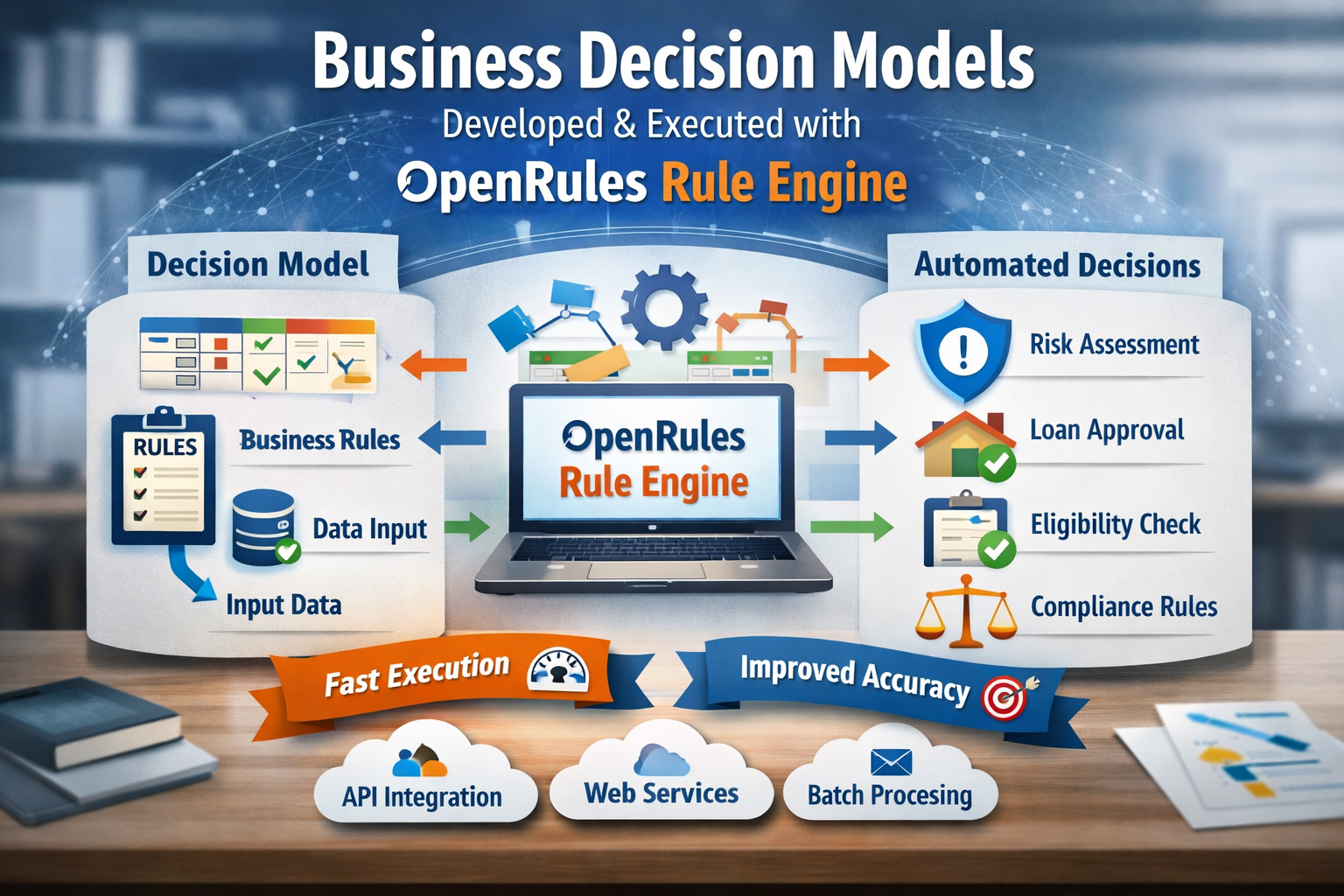Decision model connected to the OpenRules Rule Engine