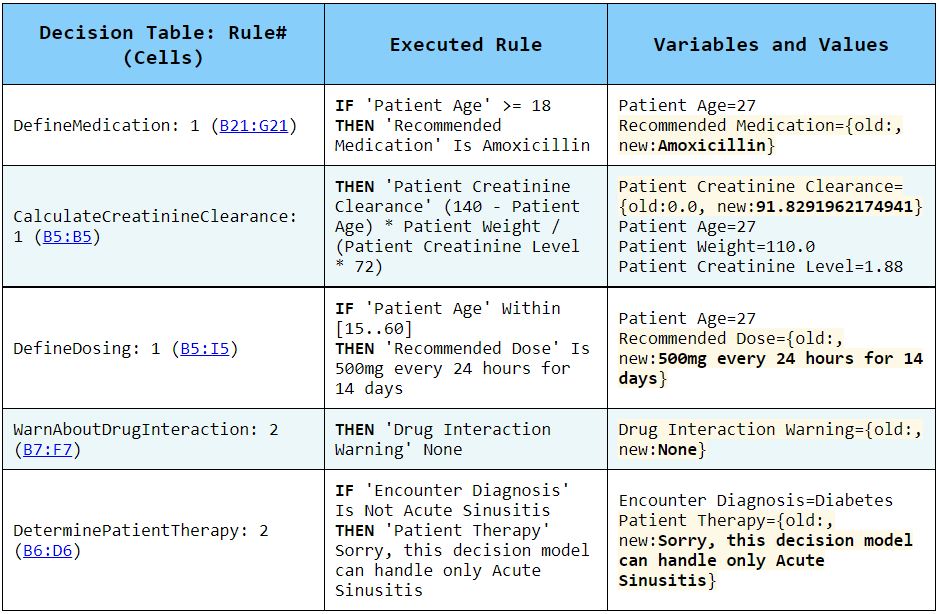 Patient Therapy HTML rule-execution report