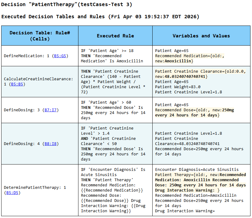 Patient Therapy HTML explanation report