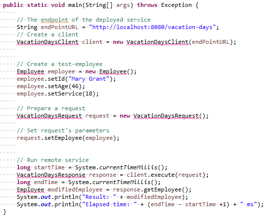 Java client code for an OpenRules REST service