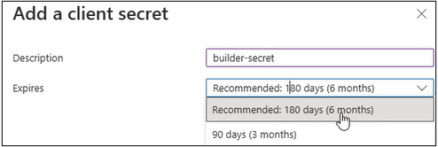 Add a client secret form