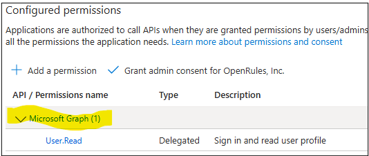 Adding Microsoft Graph API permissions