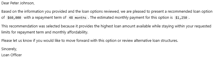 AI Agent “Loan Selection” illustration 33