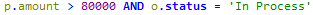 Business SQL conditions for payment amount and order status